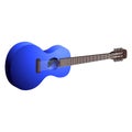 Acoustic guitar six-stringed blue.Vector isometric and 3D view. Royalty Free Stock Photo